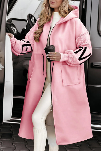 Elsa - Hooded Jacket With Knitted Sleeve Patchwork