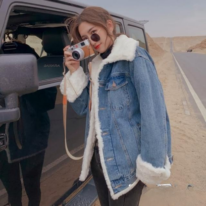 Arctic Luxe Faux Sheepskin Denim Jacket