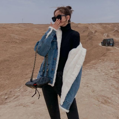 Arctic Luxe Faux Sheepskin Denim Jacket