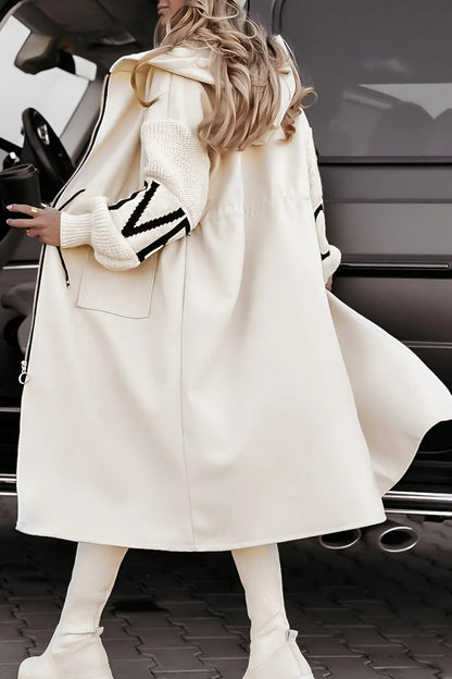 Elsa - Hooded Jacket With Knitted Sleeve Patchwork